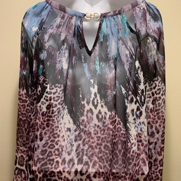Jennifer Lopez L/S Animal Print Blouse NWOT - Picture 5 of 8